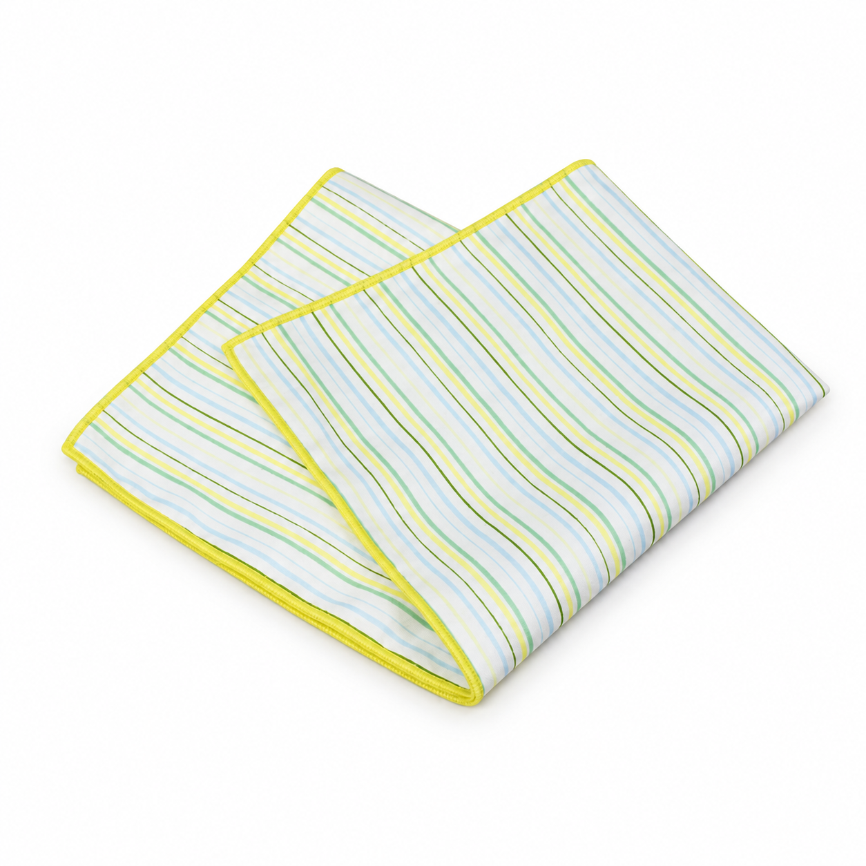 White, Yellow and Blue Fine Stripe Pocket Square