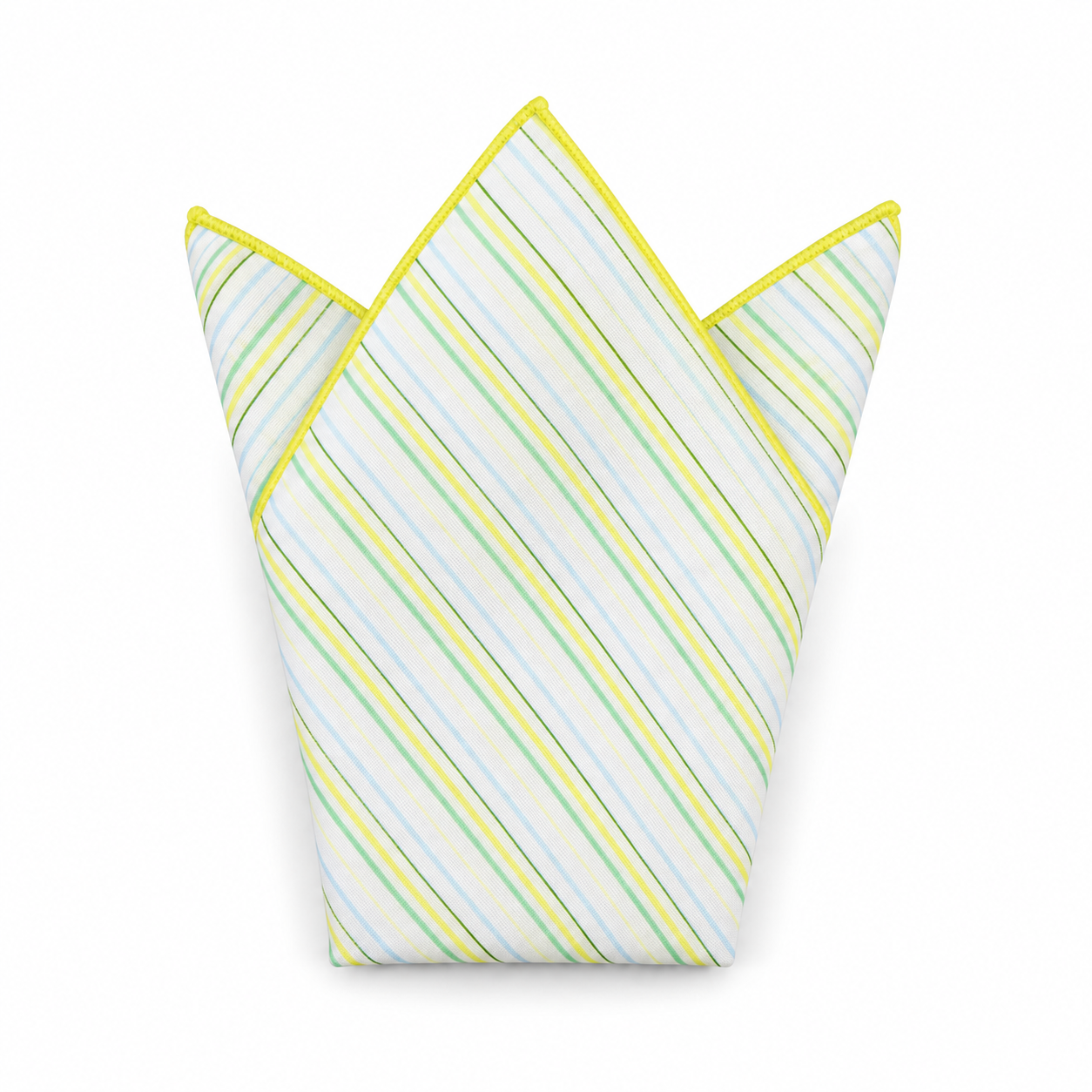 White, Yellow and Blue Fine Stripe Pocket Square
