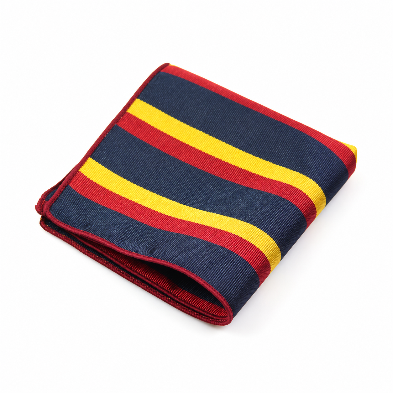 Navy, Red and Yellow Striped Pocket Square
