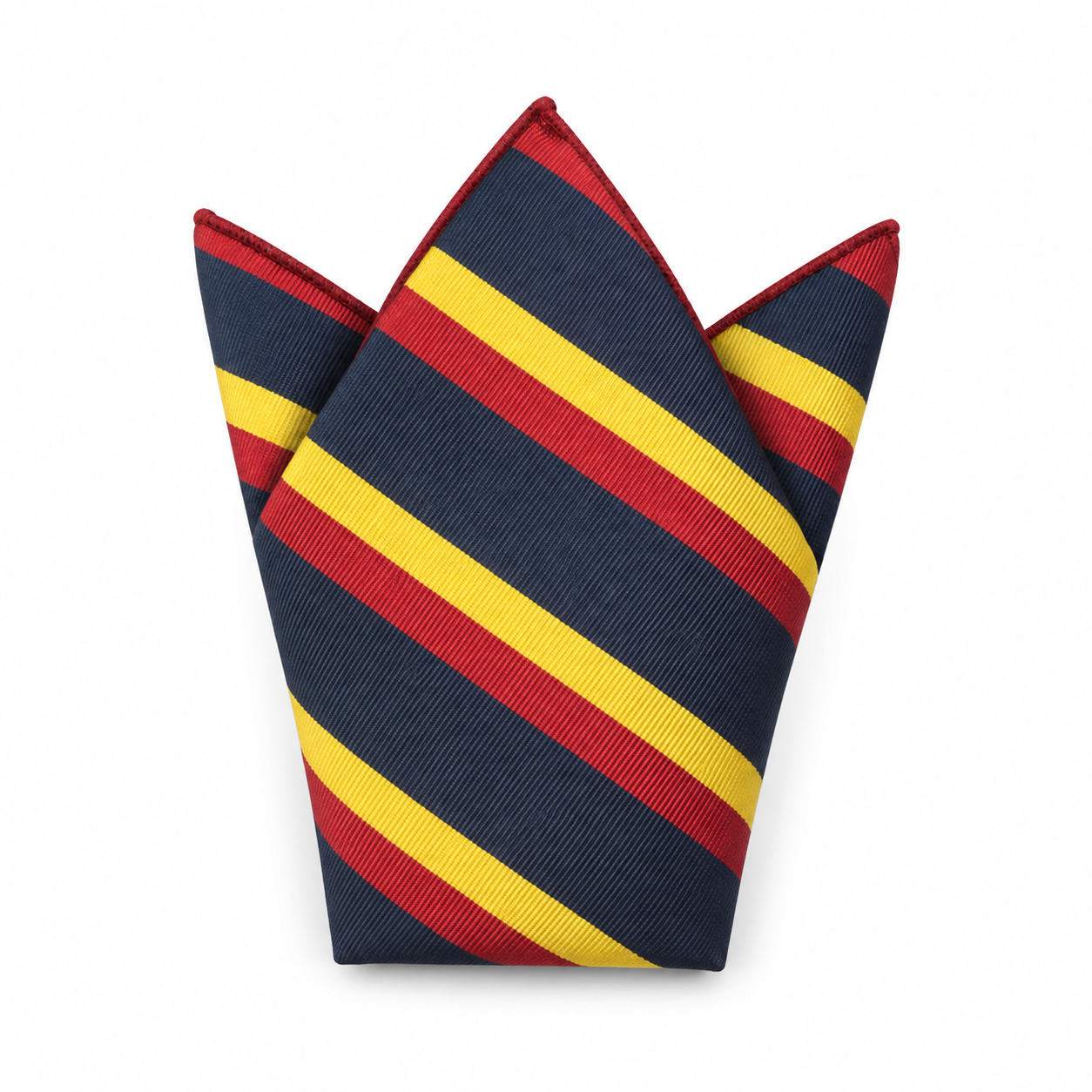 Navy, Red and Yellow Striped Pocket Square