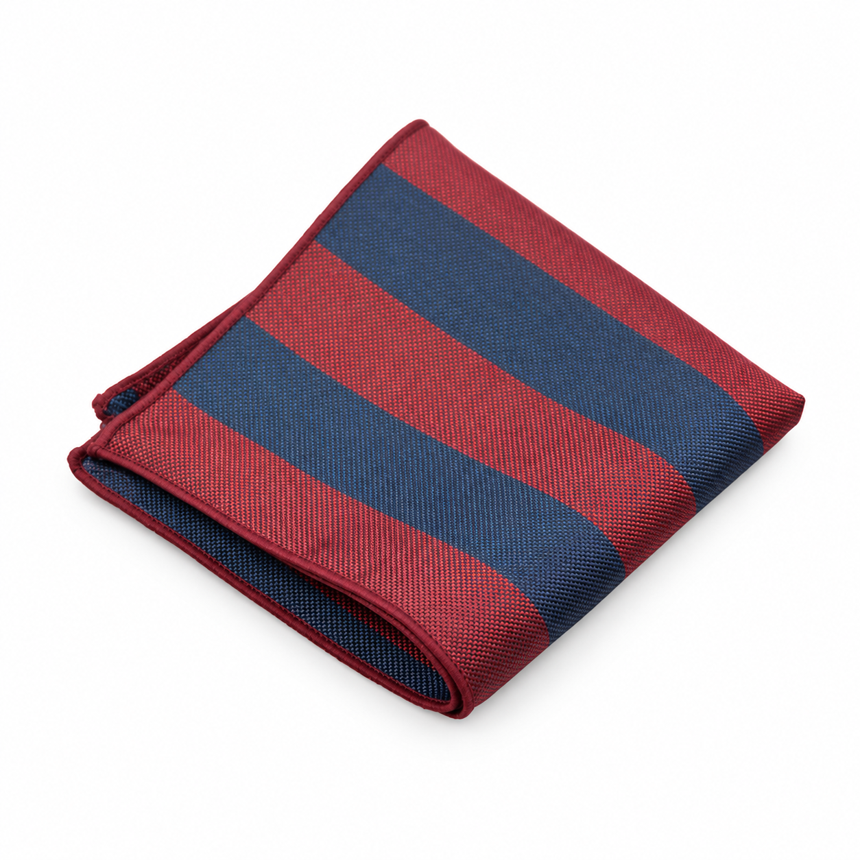 Navy and Burgundy Wide Stripe Pocket Square