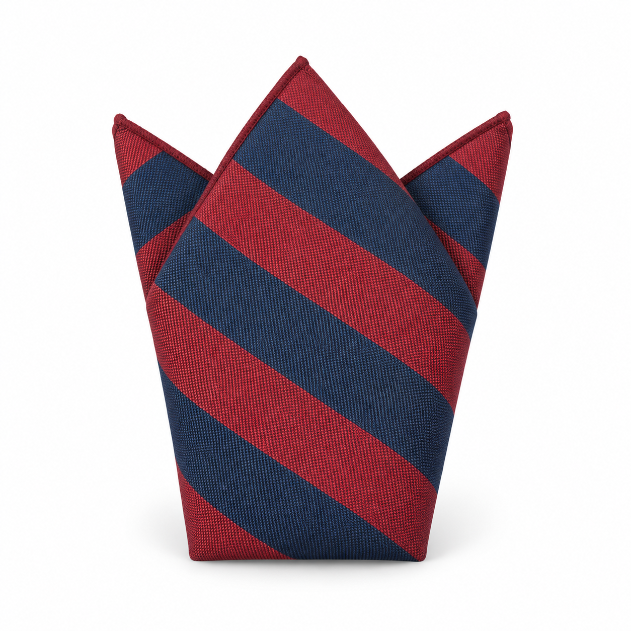Navy and Burgundy Wide Stripe Pocket Square