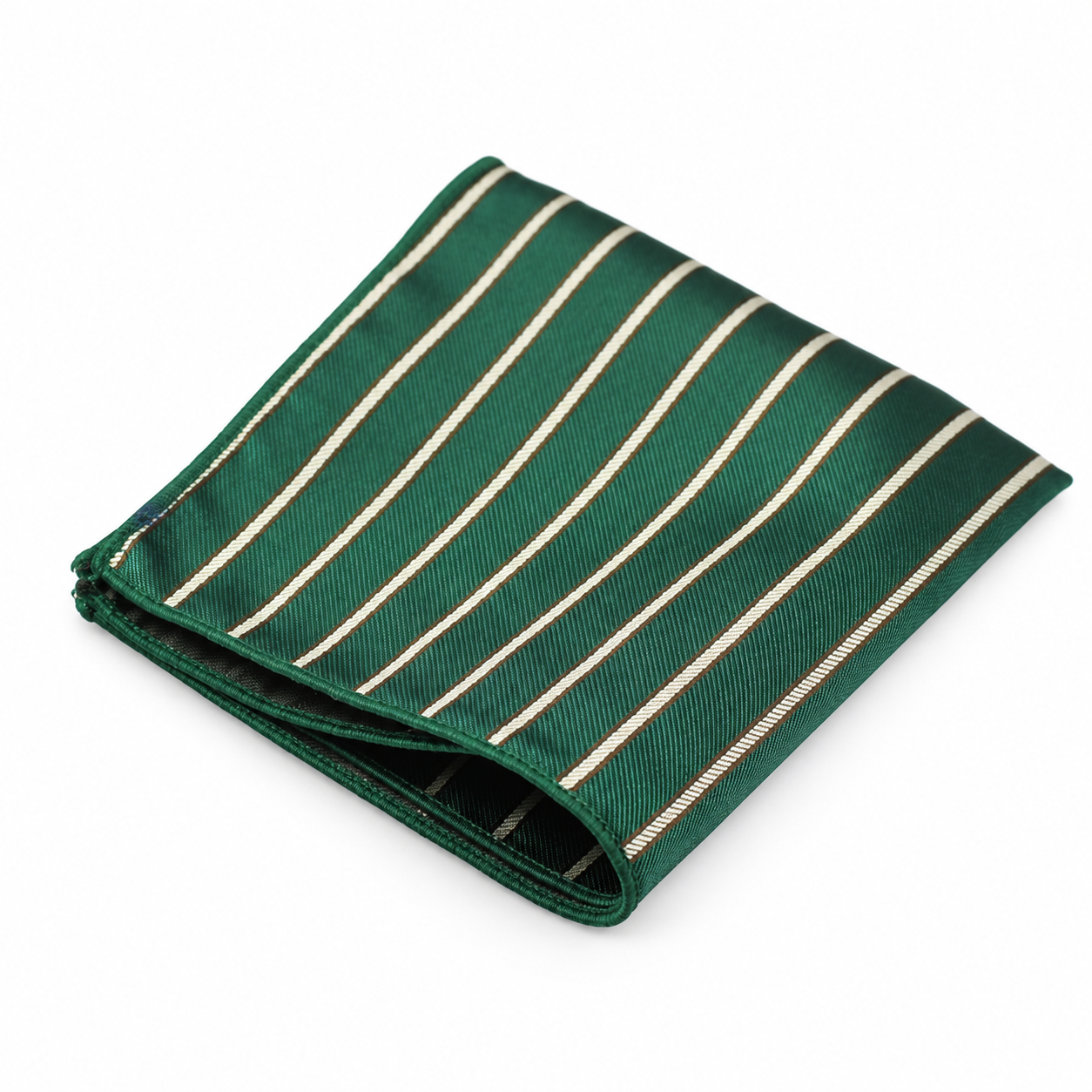 Green and Cream Striped Pocket Square