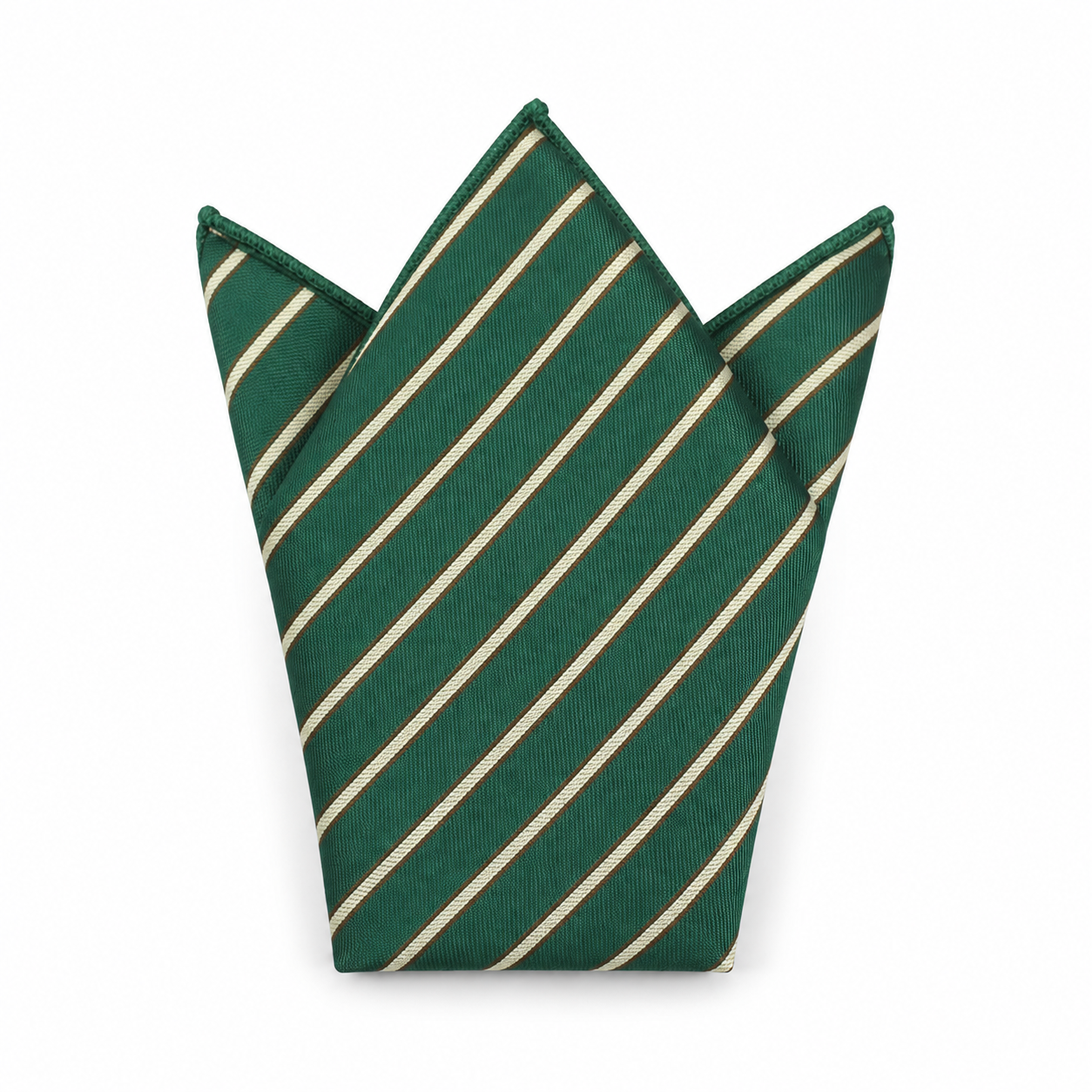 Green and Cream Striped Pocket Square
