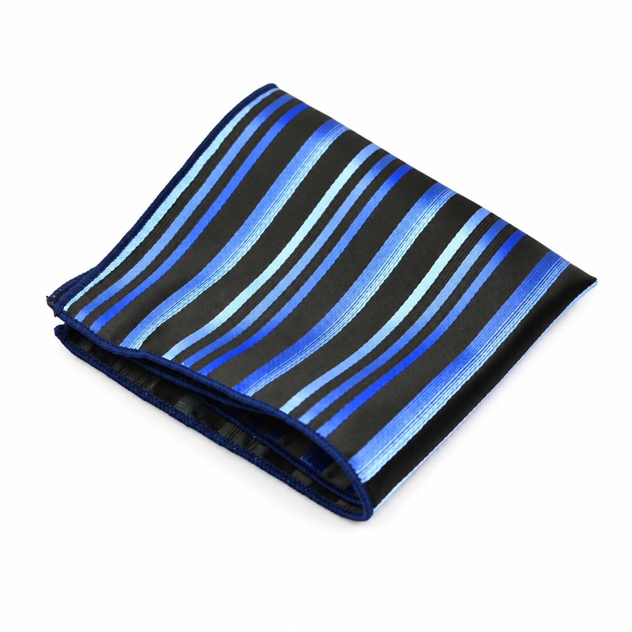 Black and Blue Striped Pocket Square