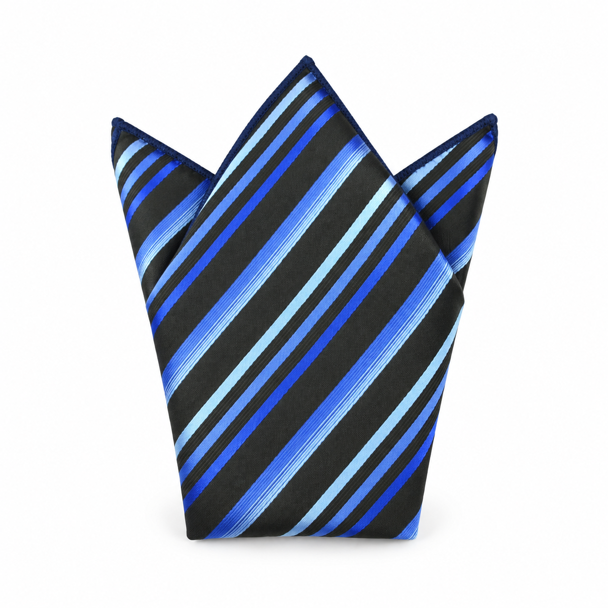 Black and Blue Striped Pocket Square