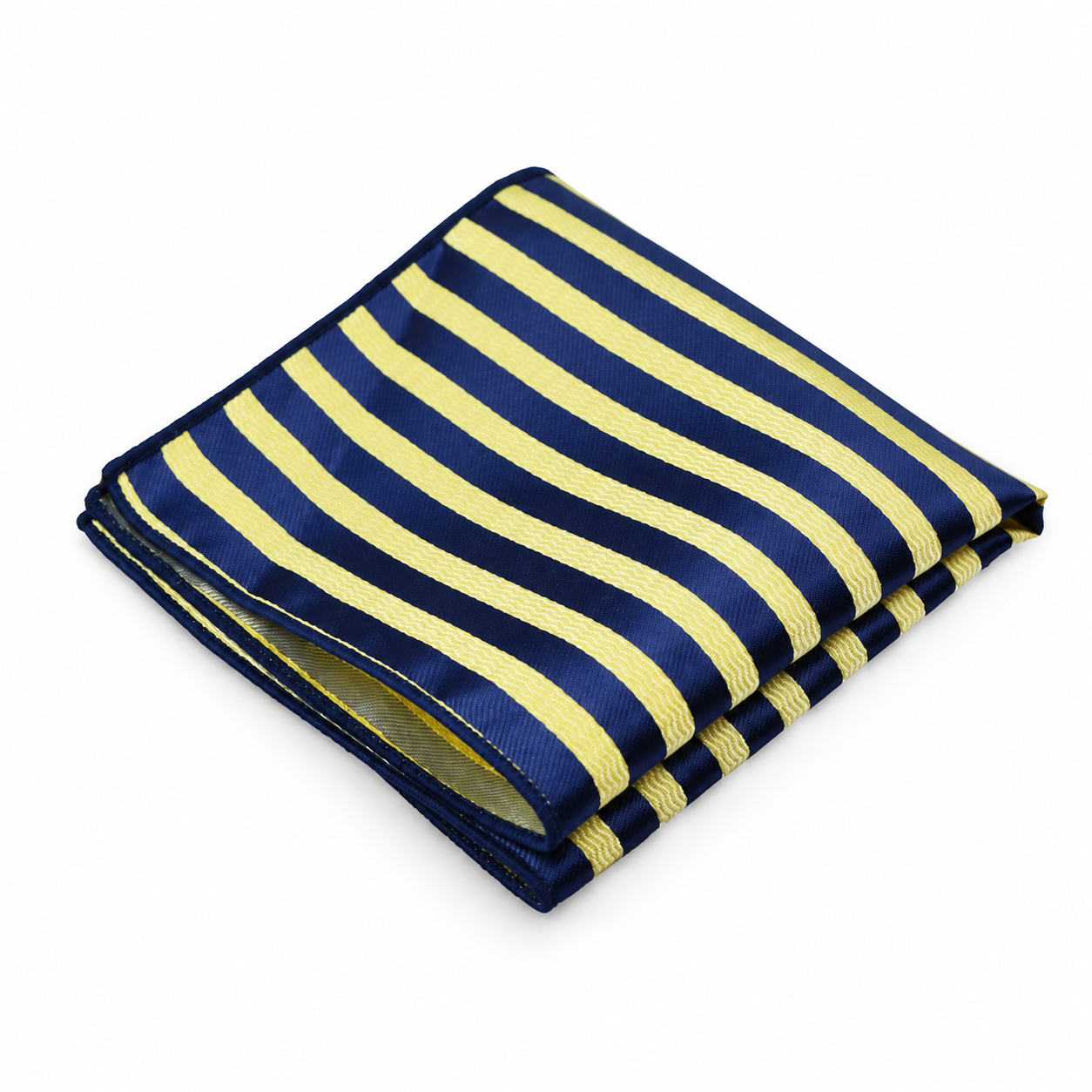 Navy and Yellow Striped Pocket Square