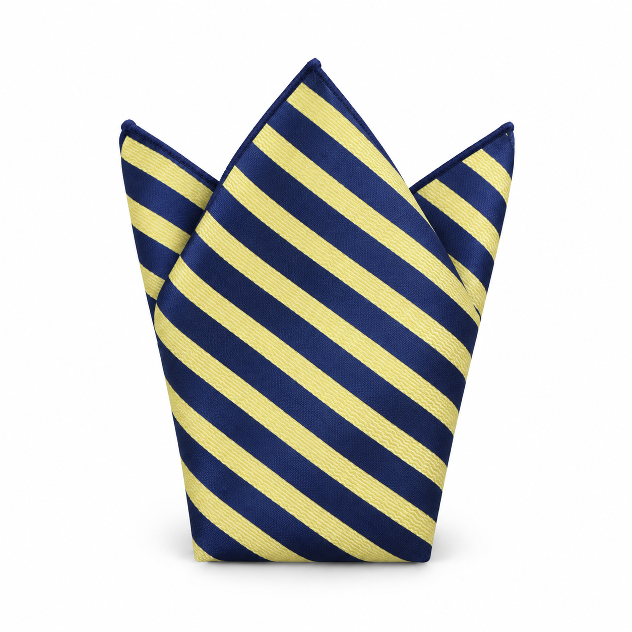 Navy and Yellow Striped Pocket Square