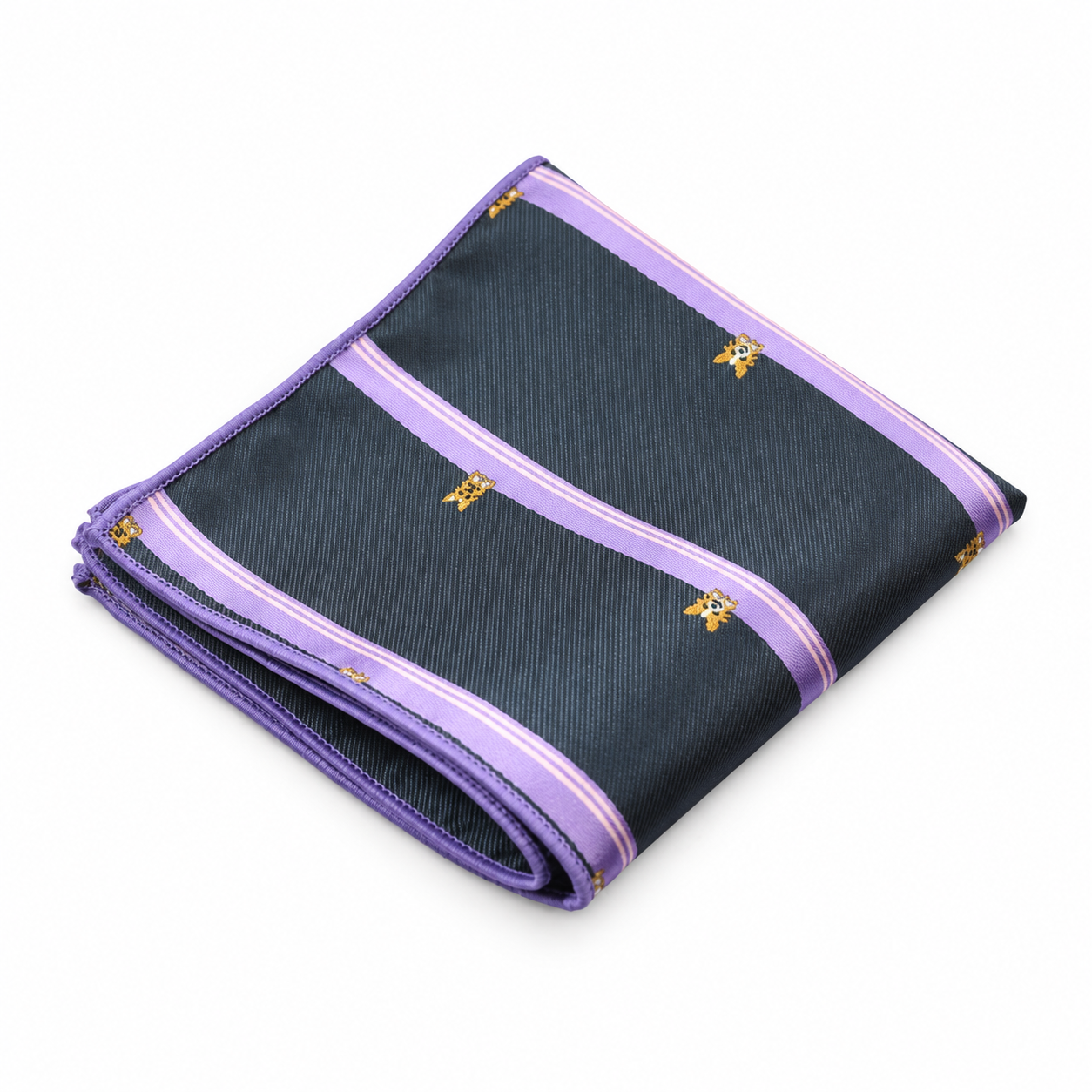Navy and Purple Stripe Motif Pocket Square