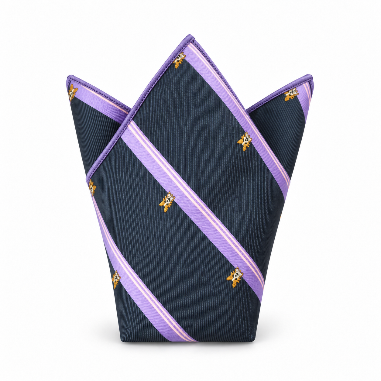 Navy and Purple Stripe Motif Pocket Square