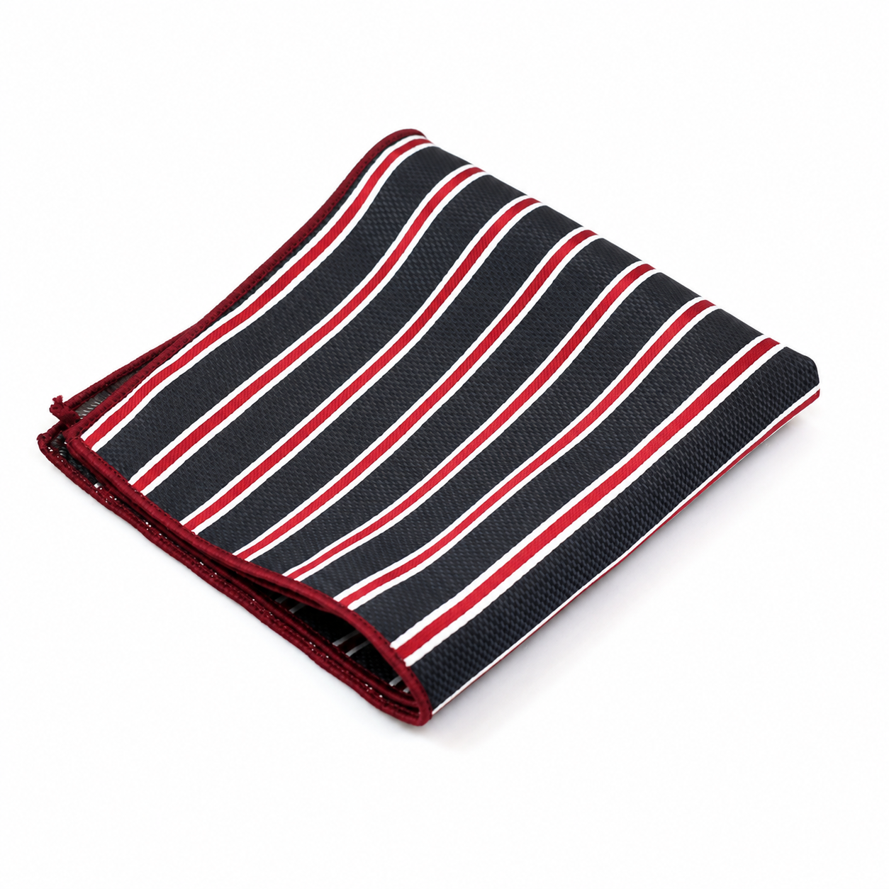 Black, Red and White Striped Pocket Square