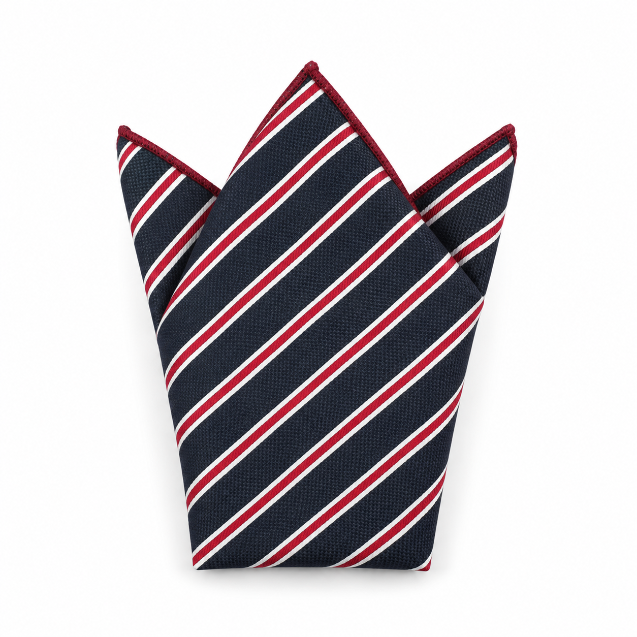 Black, Red and White Striped Pocket Square