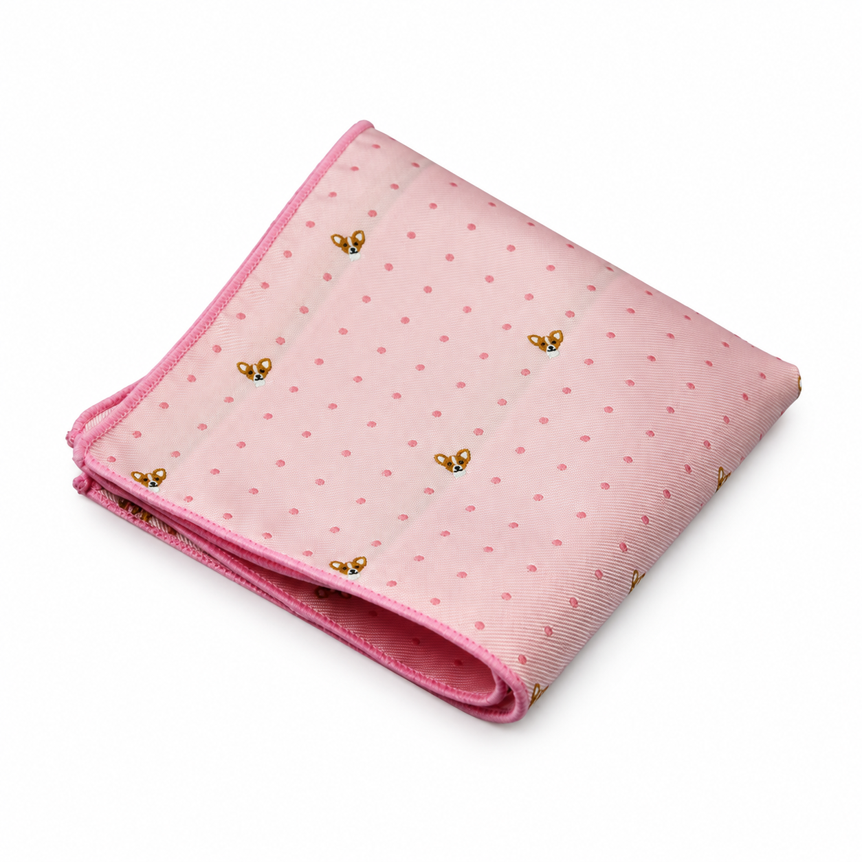Pink Dot and Butterfly Motif Pocket Square
