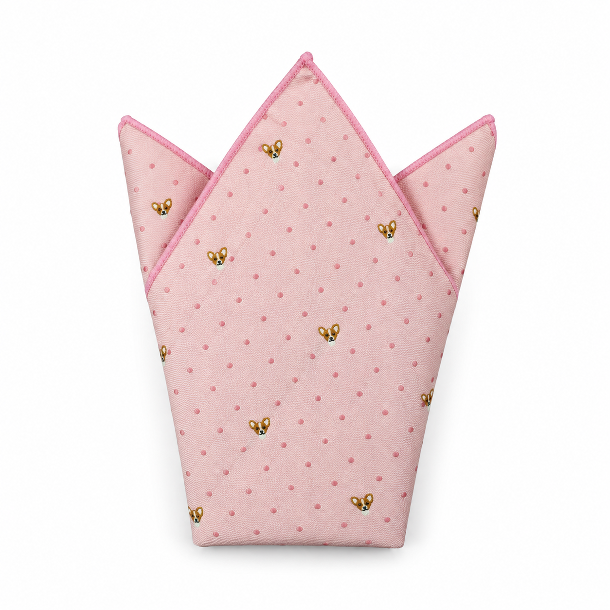 Pink Dot and Butterfly Motif Pocket Square