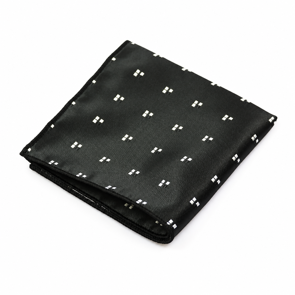 Black and White Four-Dot Pocket Square