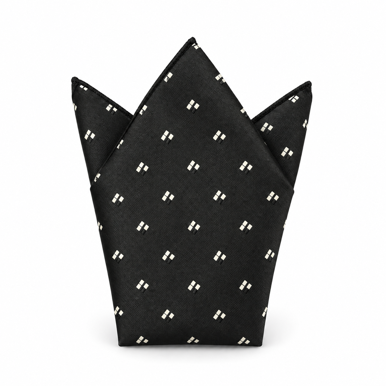 Black and White Four-Dot Pocket Square