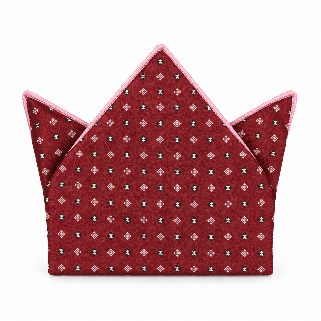 Burgundy and White Four-Dot Pocket Square