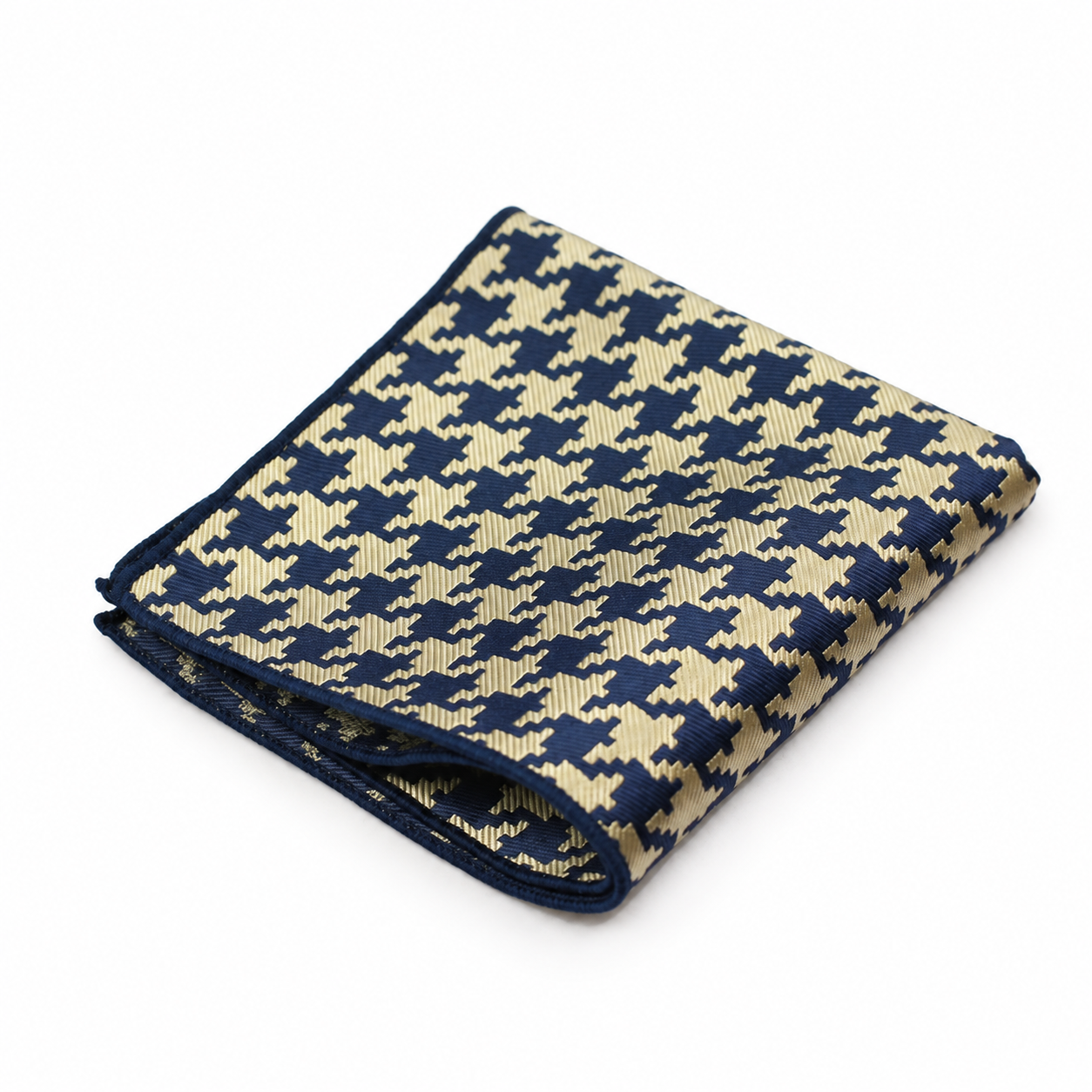 Navy and Cream Houndstooth Pocket Square