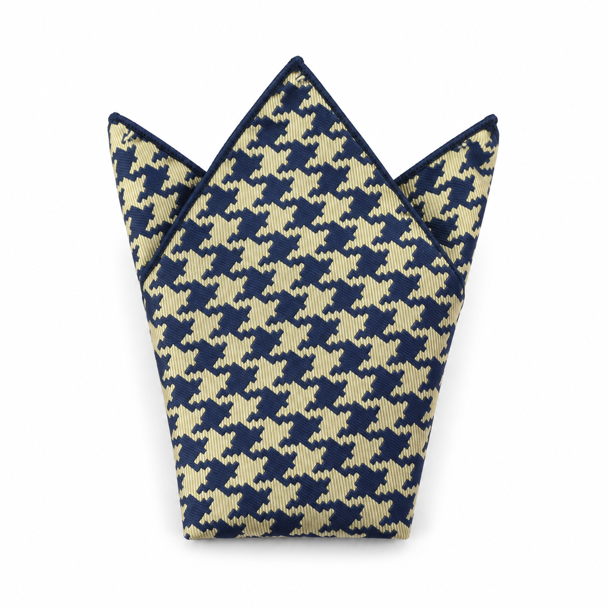 Navy and Cream Houndstooth Pocket Square