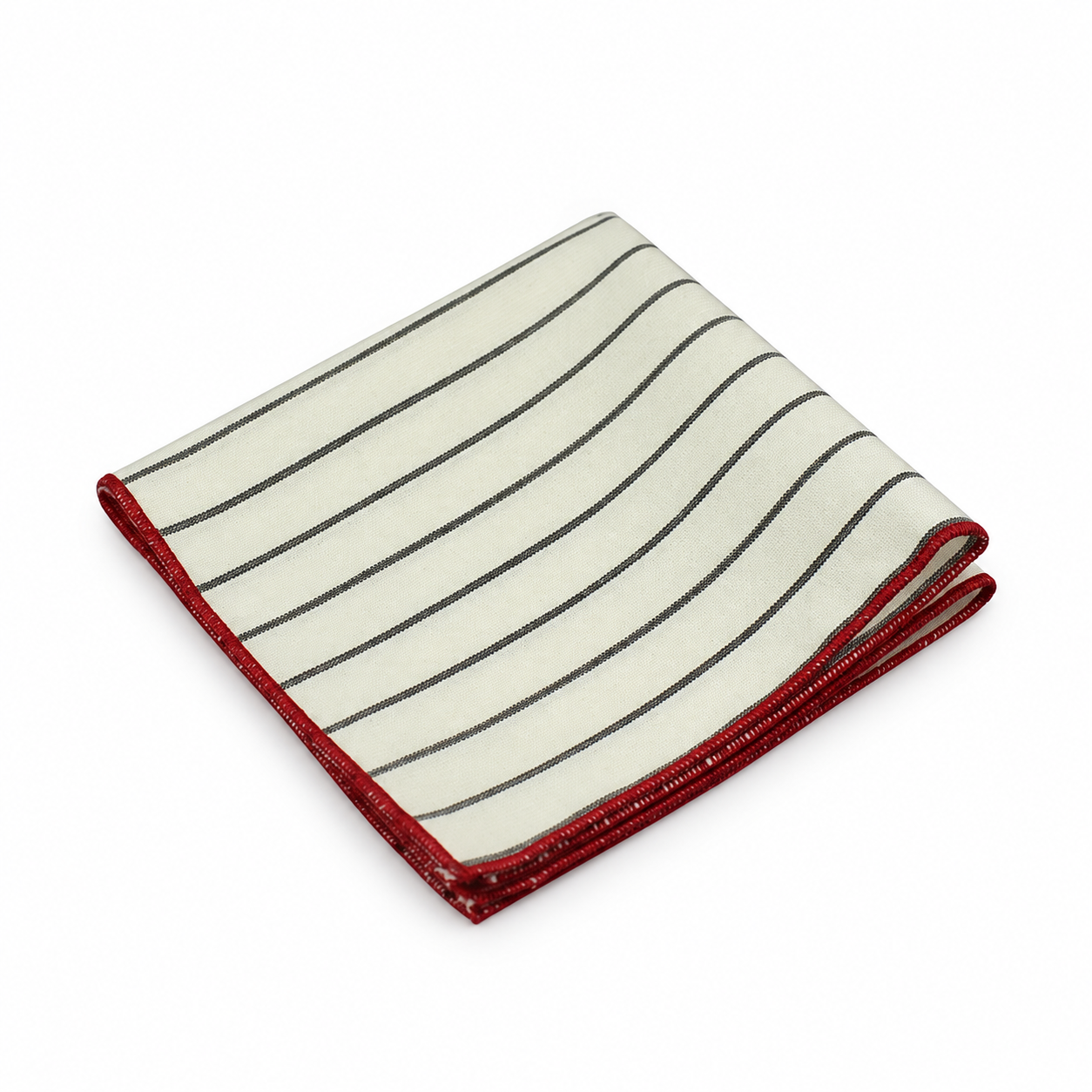 Cream and Navy Fine Stripe Pocket Square