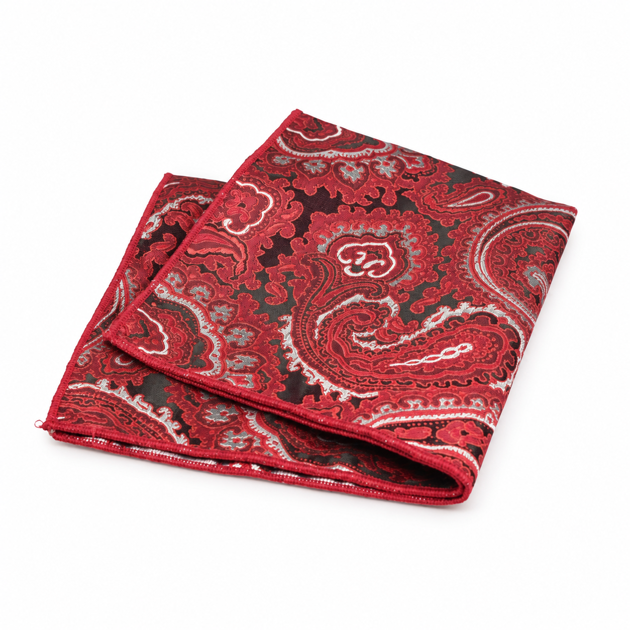 Red and Cream Paisley Pocket Square