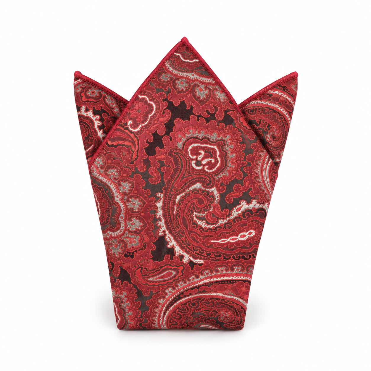 Red and Cream Paisley Pocket Square