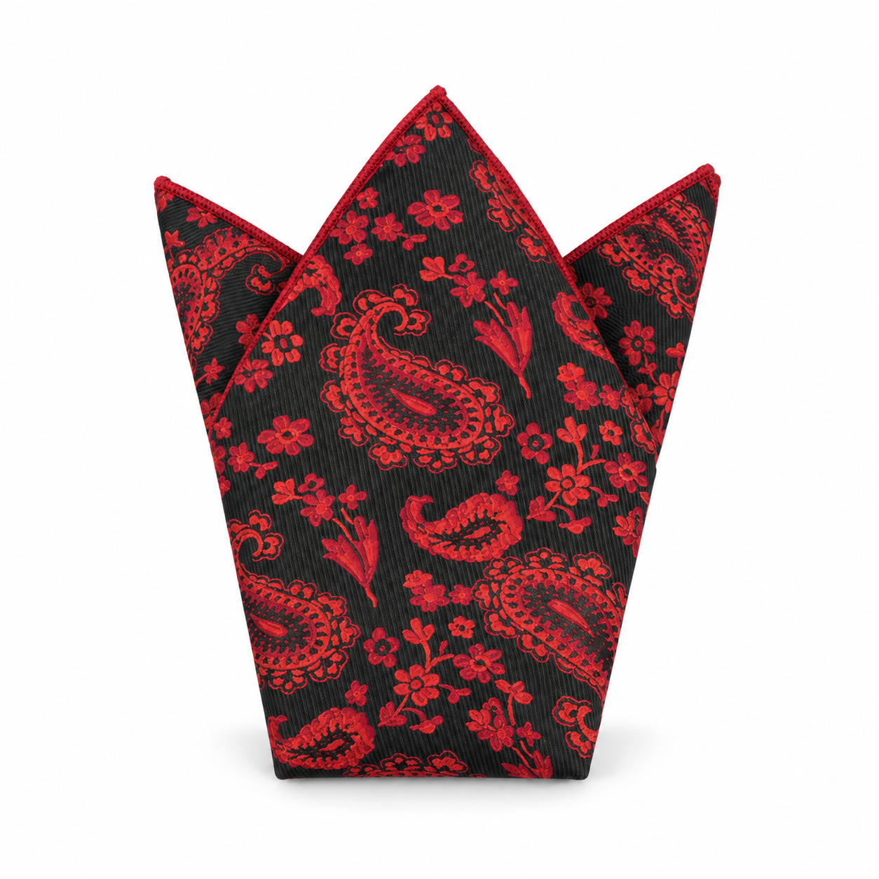 Black and Red Paisley Pocket Square