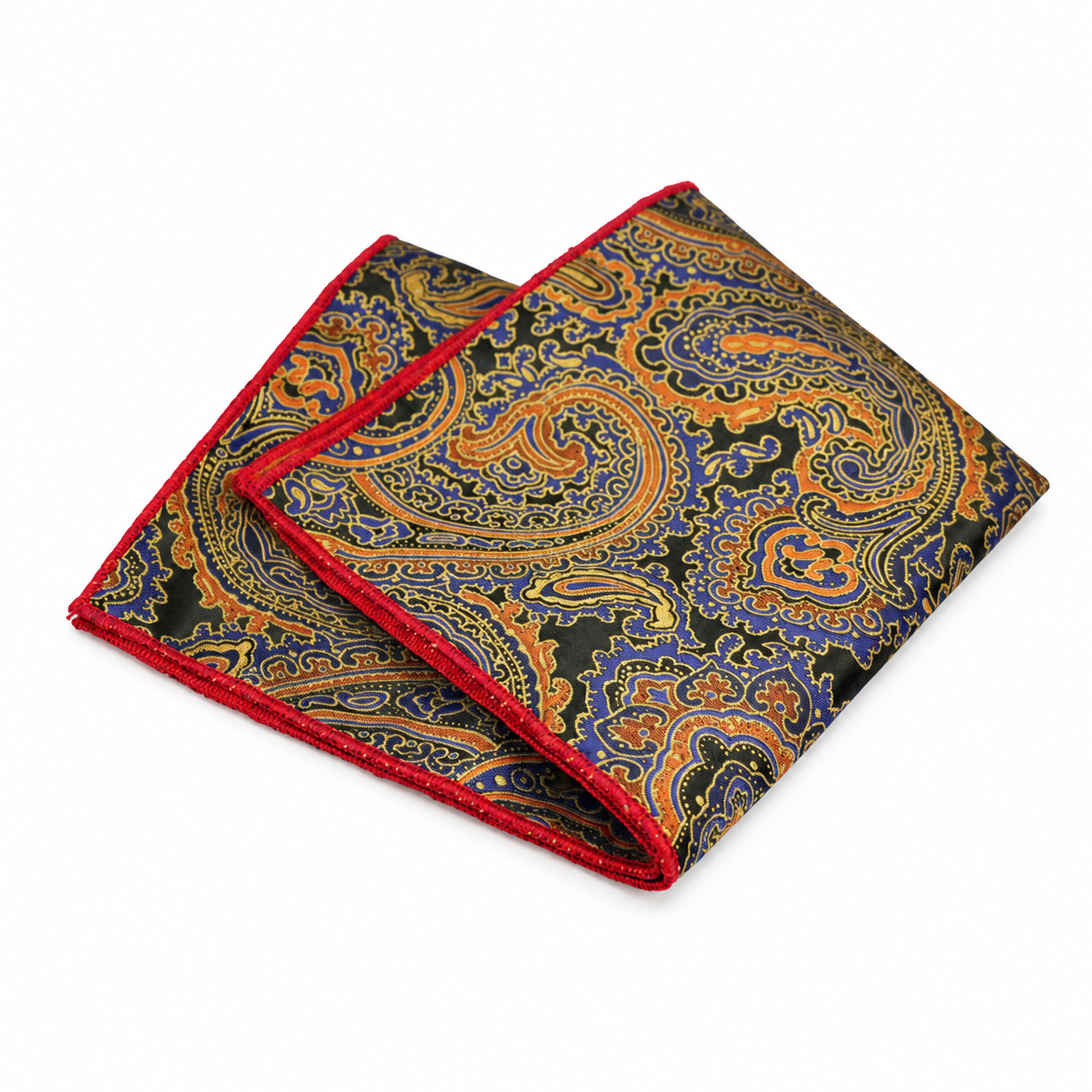 Gray and Gold Paisley Pocket Square