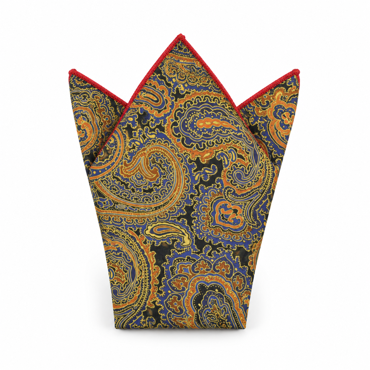 Gray and Gold Paisley Pocket Square