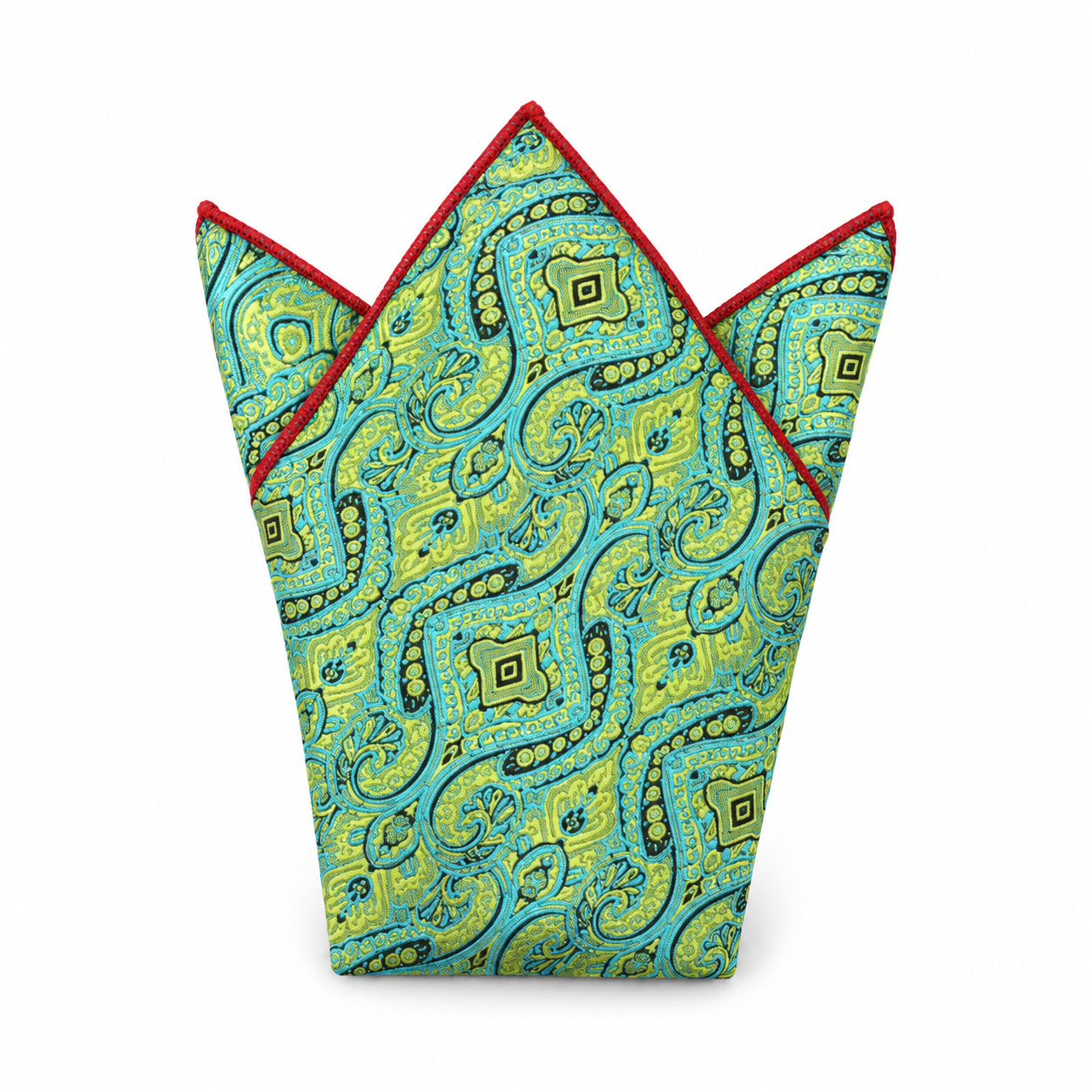 Green and Blue Paisley Pocket Square