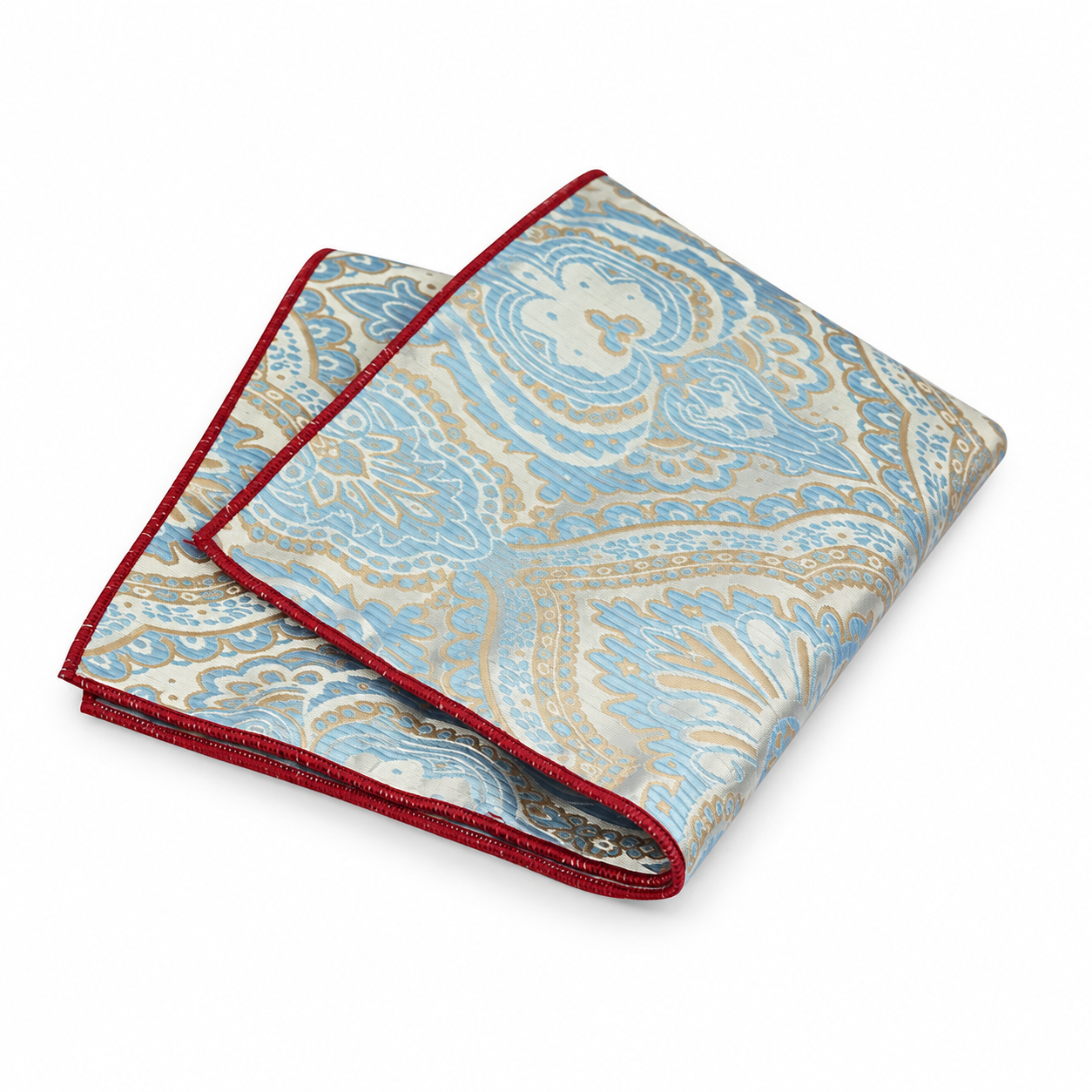Pale Blue and Cream Ornate Pocket Square