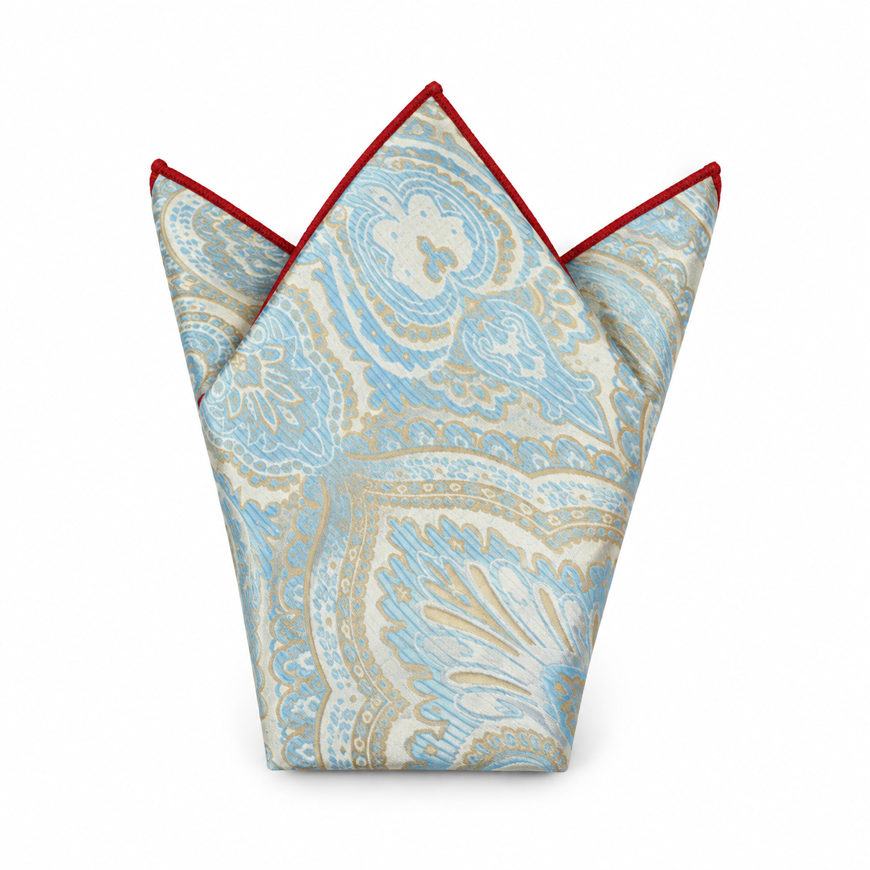 Pale Blue and Cream Ornate Pocket Square