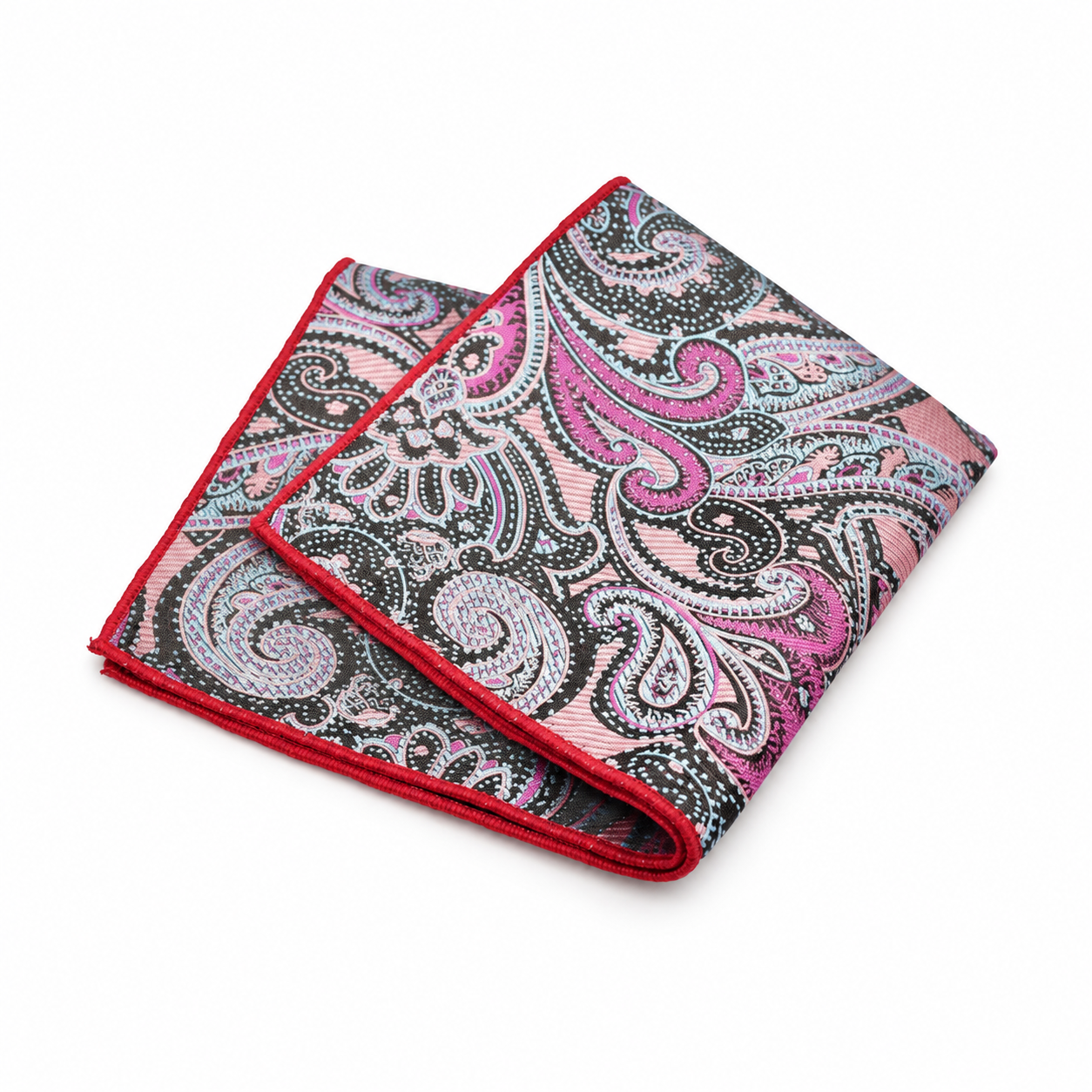 Gray and Pink Paisley Pocket Square