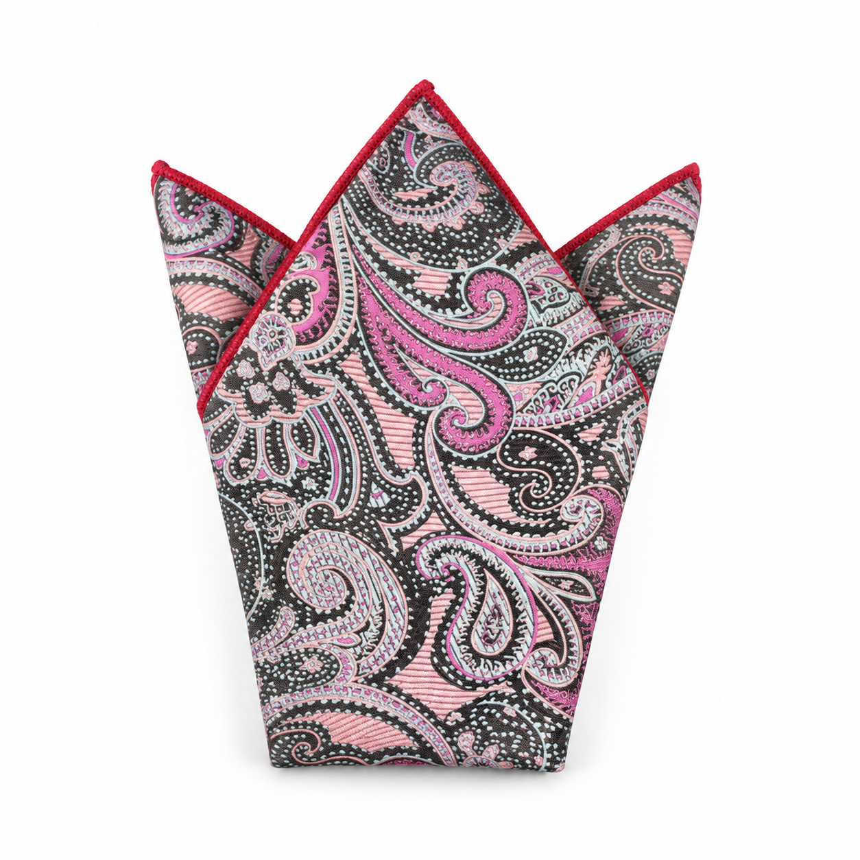 Gray and Pink Paisley Pocket Square