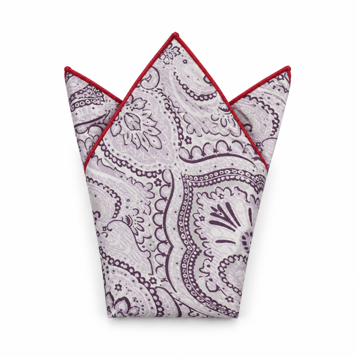 Cream and Purple Ornate Pocket Square