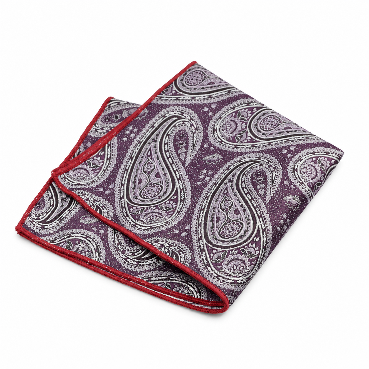 Purple and Cream Paisley Pocket Square