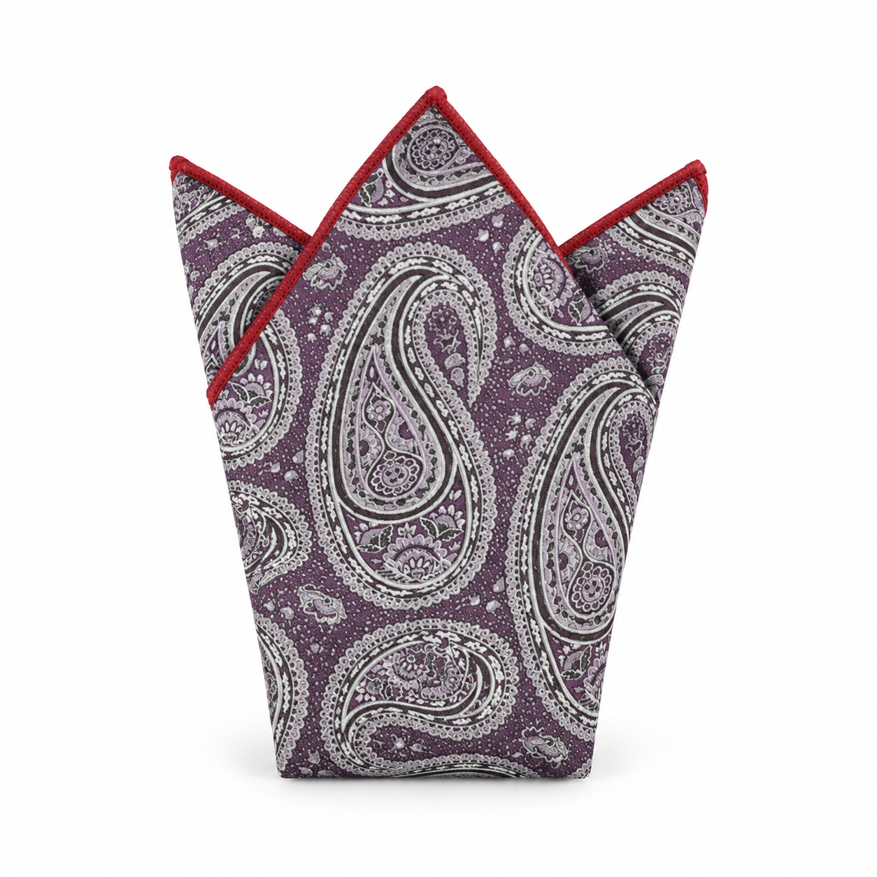 Purple and Cream Paisley Pocket Square