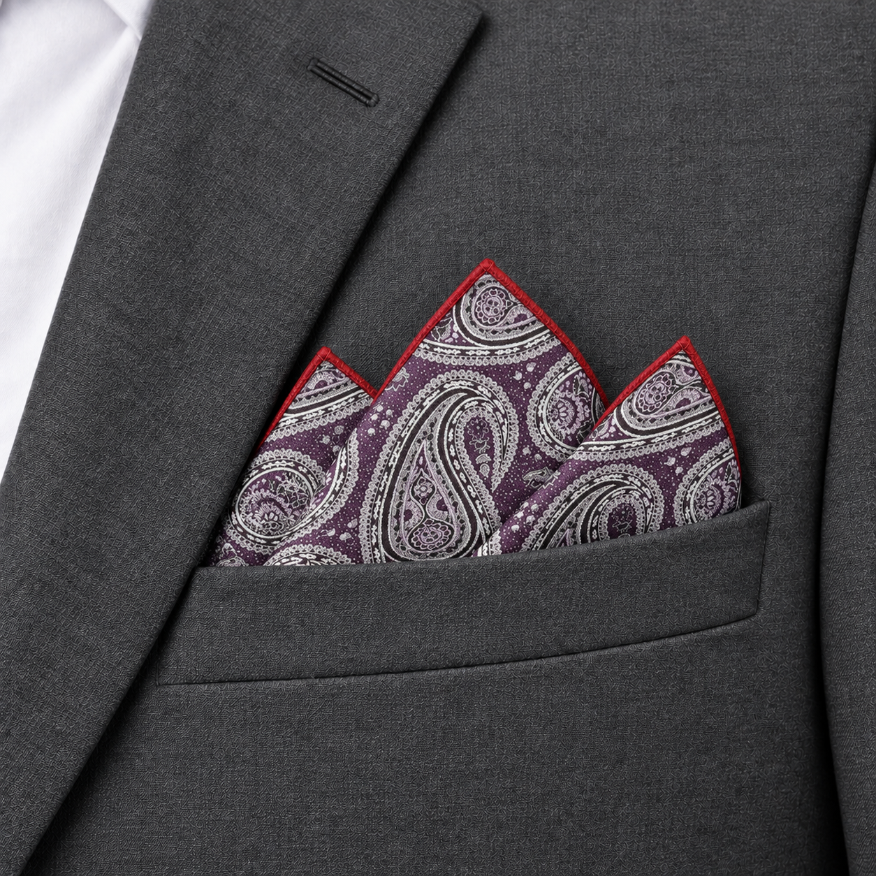 Purple and Cream Paisley Pocket Square — view 3 of 3
