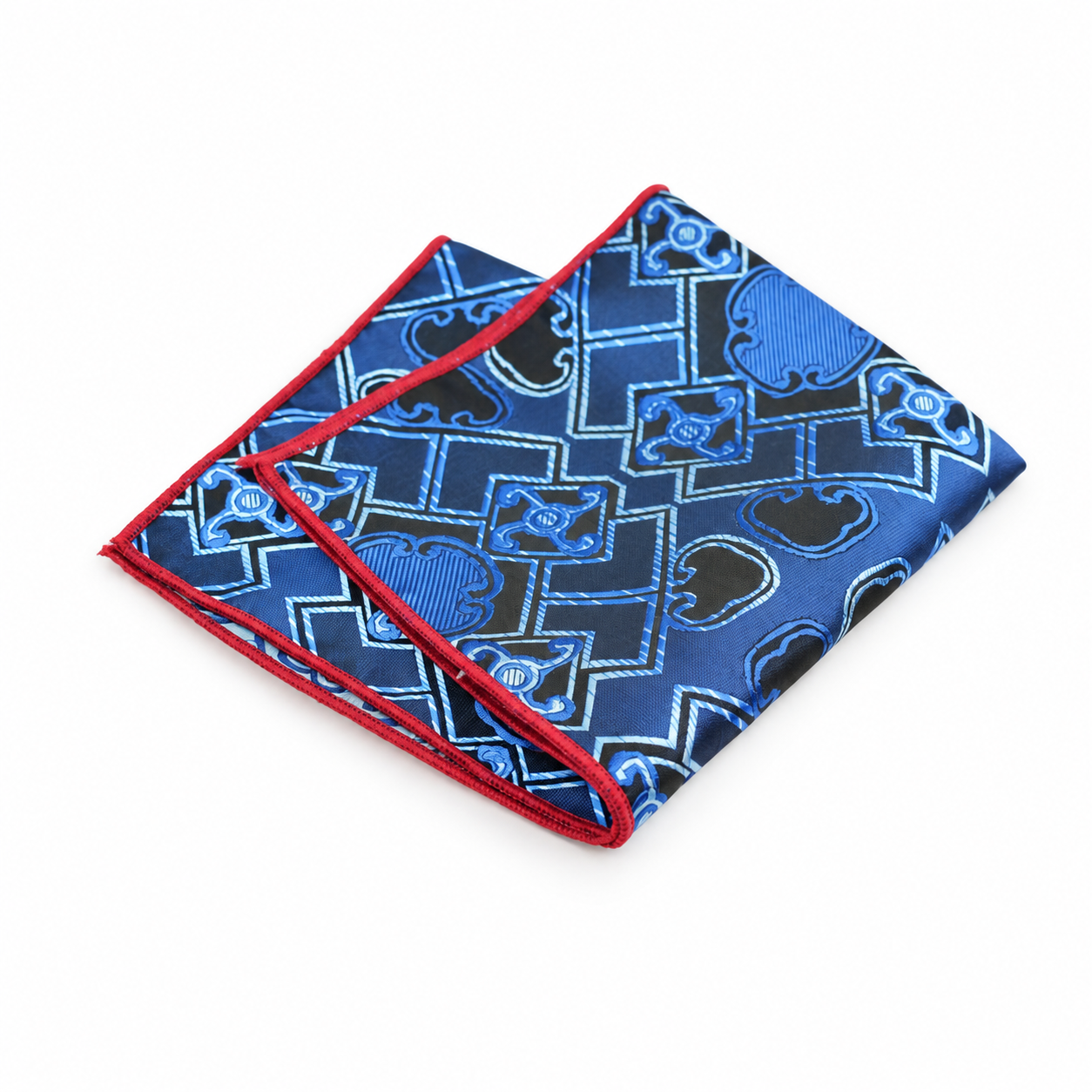 Blue and Black Geometric Pocket Square