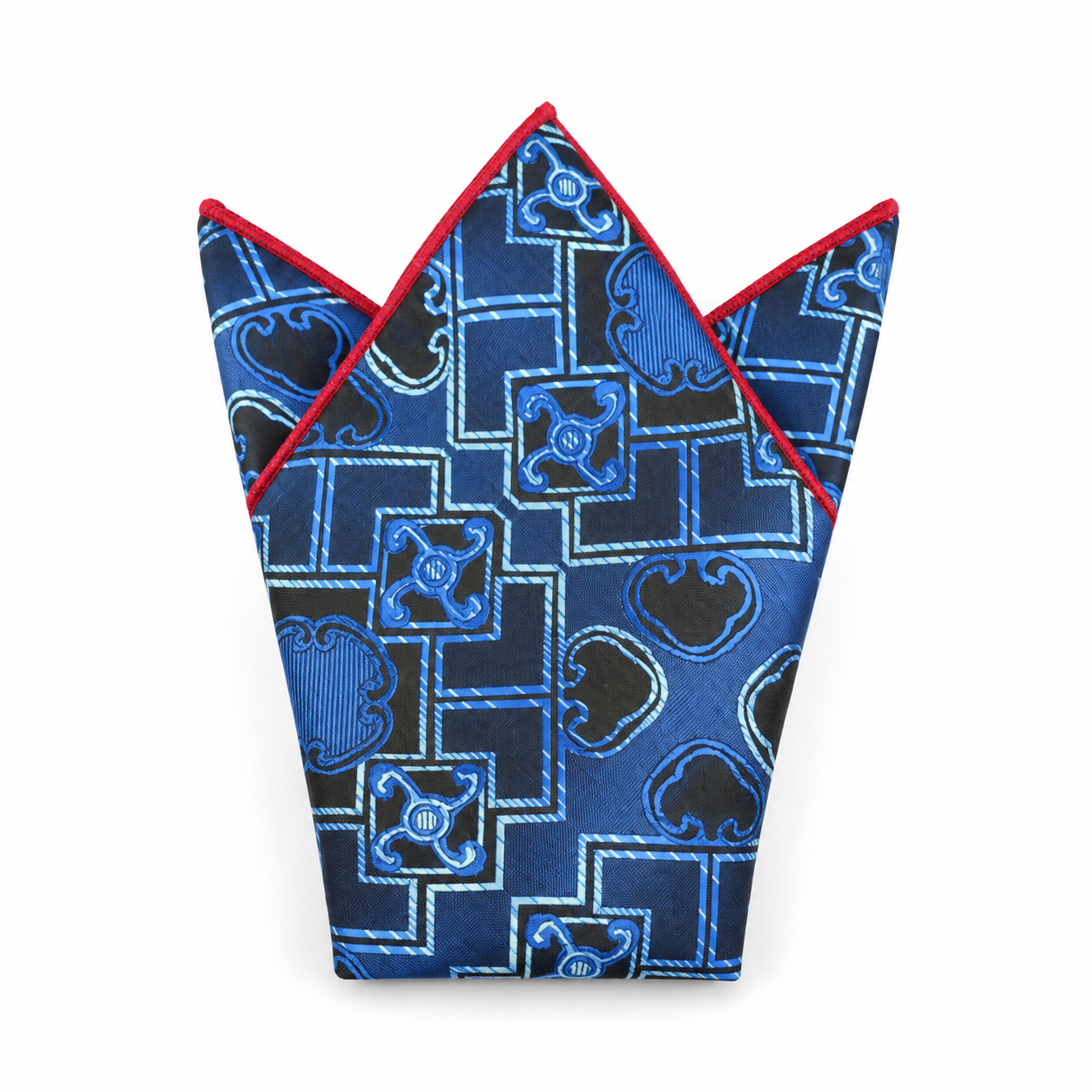 Blue and Black Geometric Pocket Square