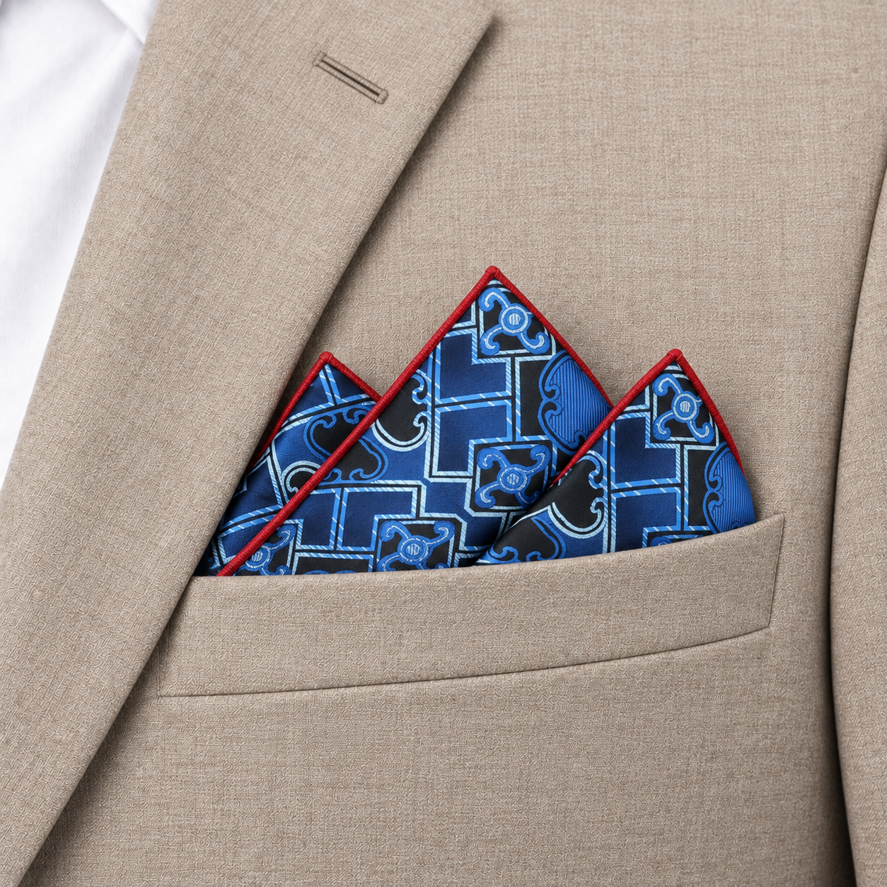 Blue and Black Geometric Pocket Square — view 3 of 3