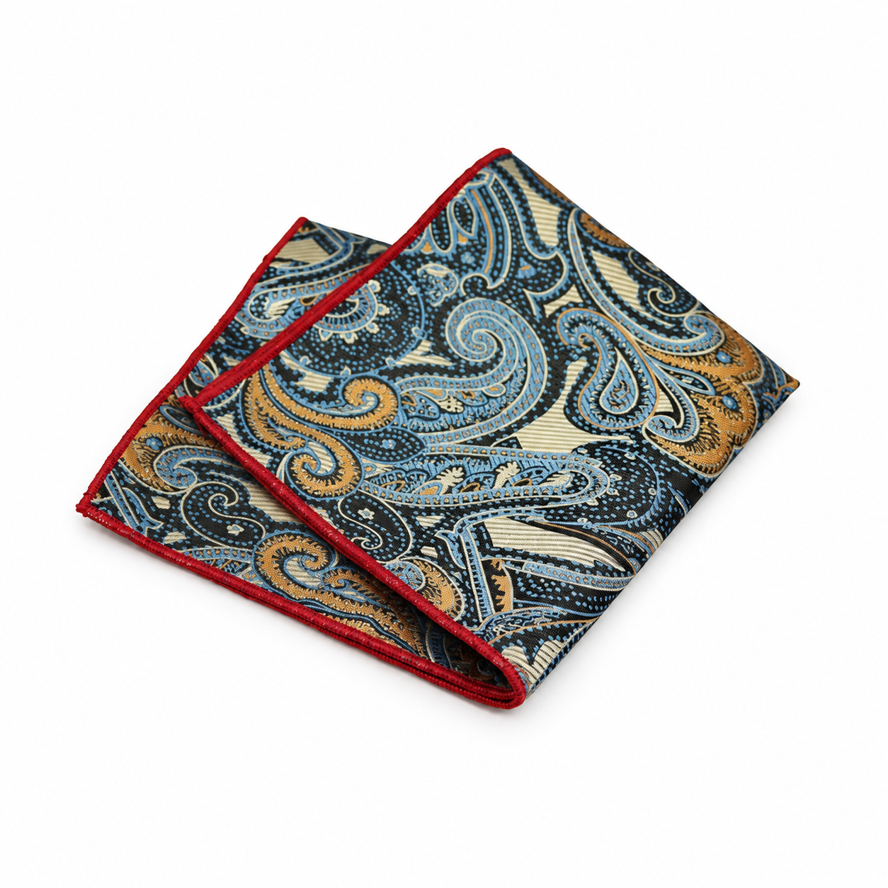 Blue and Gold Paisley Pocket Square