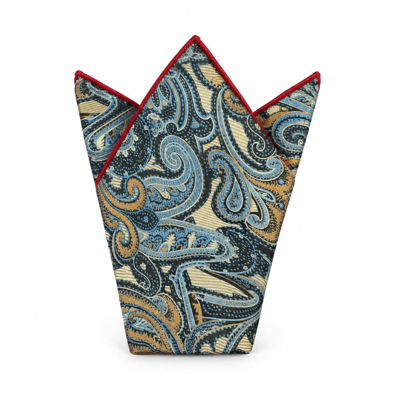 Blue and Gold Paisley Pocket Square