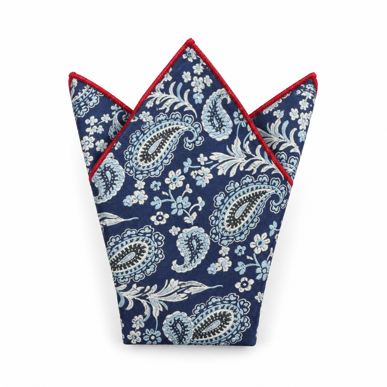 Navy and Cream Paisley Pocket Square