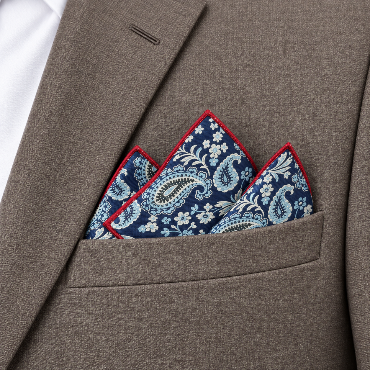 Navy and Cream Paisley Pocket Square — view 3 of 3