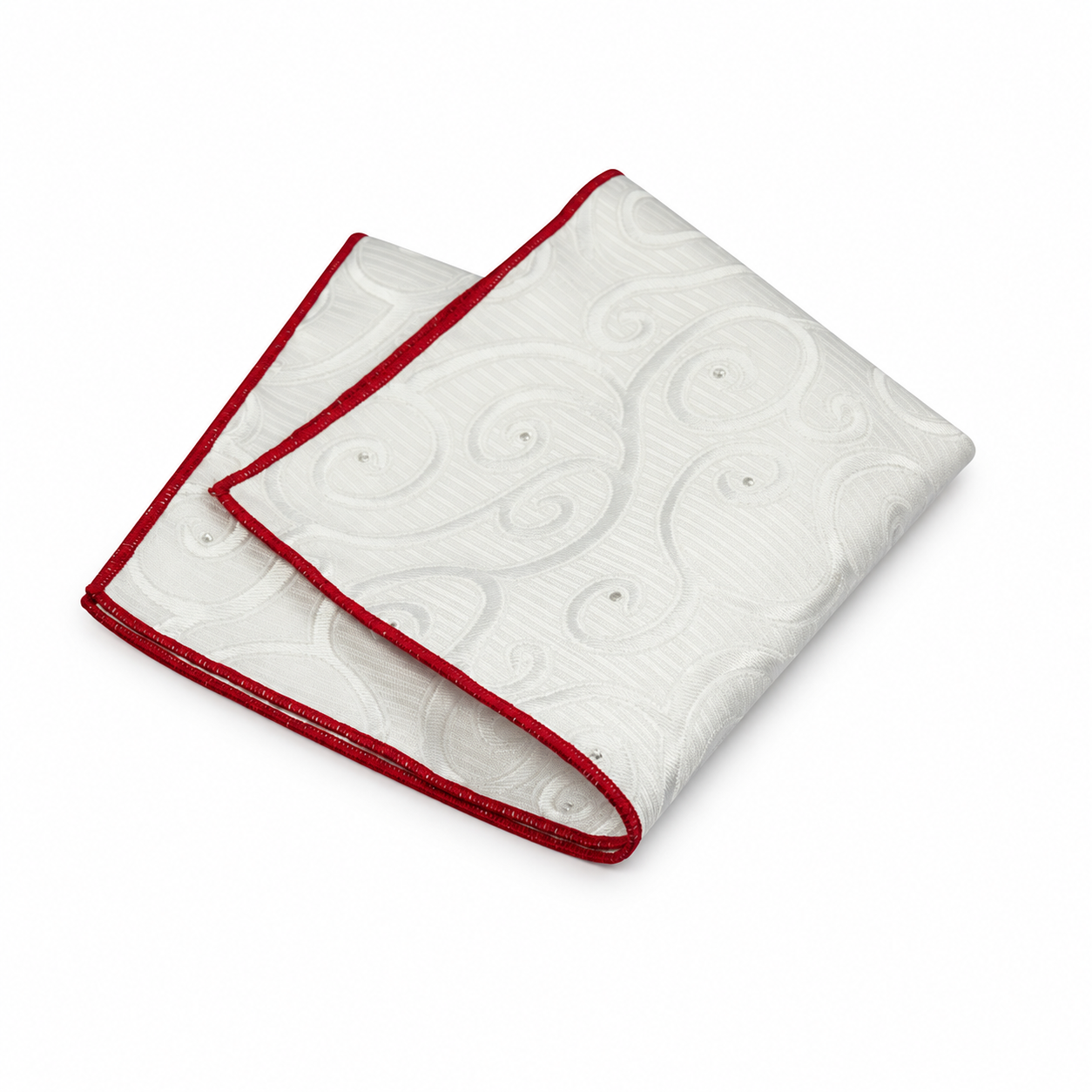 White Tonal Paisley Pocket Square
