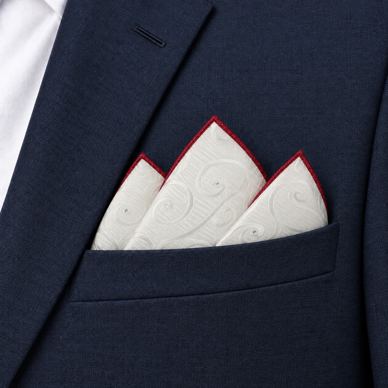 White Tonal Paisley Pocket Square — view 3 of 3