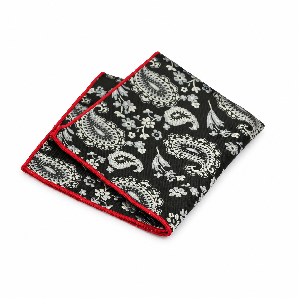 Black and White Paisley Pocket Square
