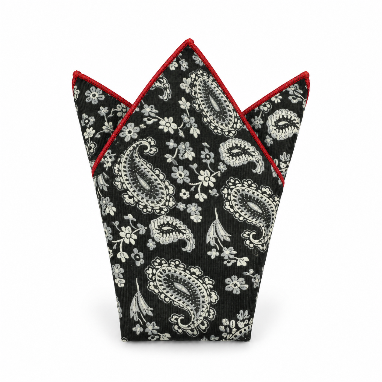 Black and White Paisley Pocket Square