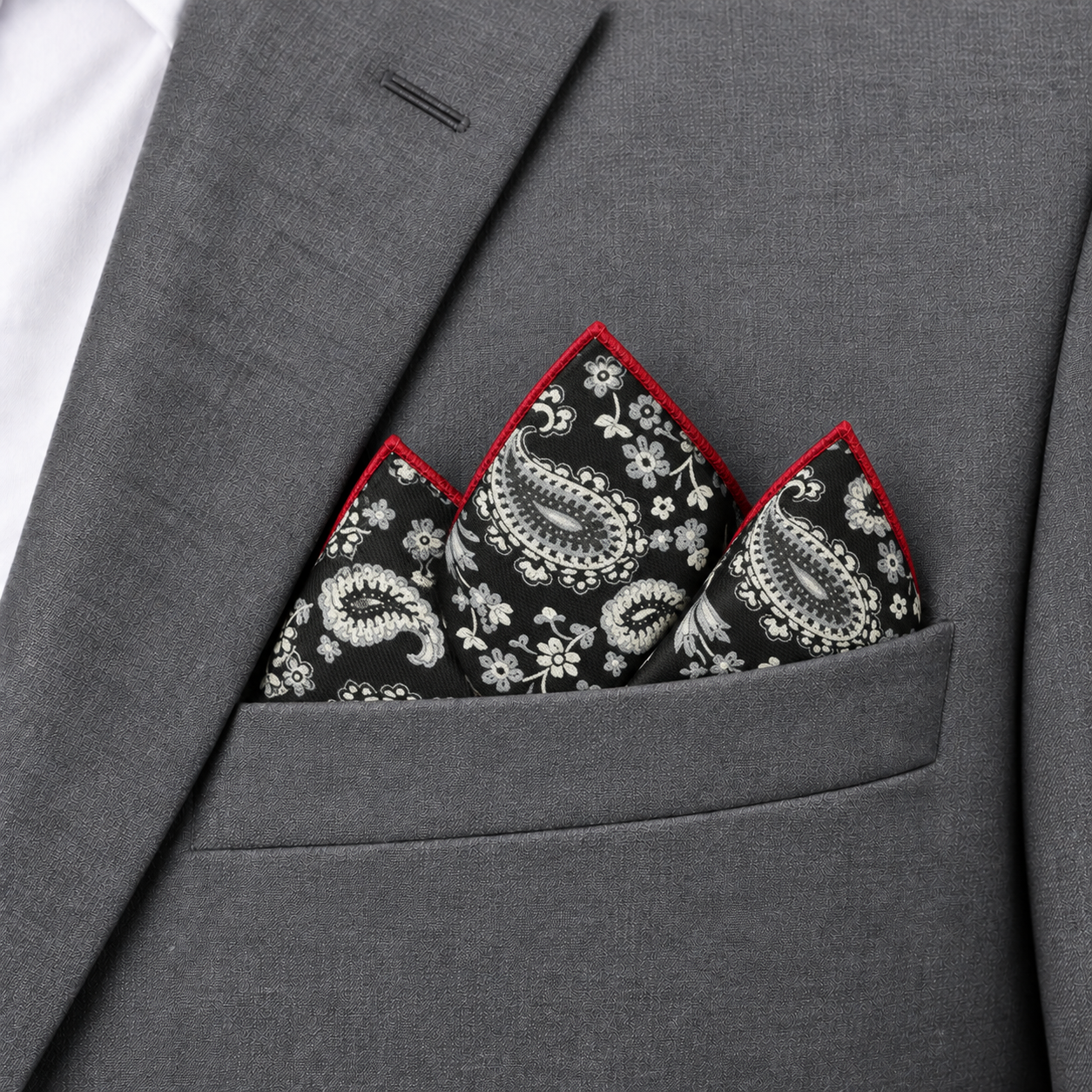 Black and White Paisley Pocket Square — view 3 of 3